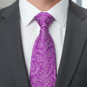 Elegant Orchid Purple Floral Pattern Tie