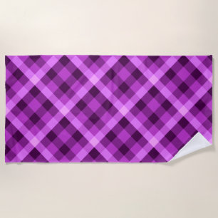 Elegant Orchid Purple Plaid Beach Towel