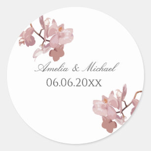 Elegant Orchid Save the Date Classic Round Sticker