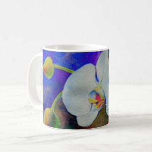 Elegant orchid watercolor painting coffee mug