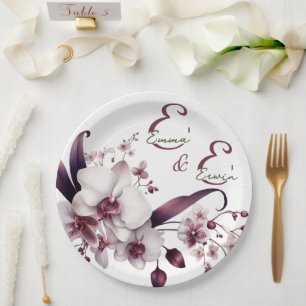 Elegant Orchid Wedding Paper Plate