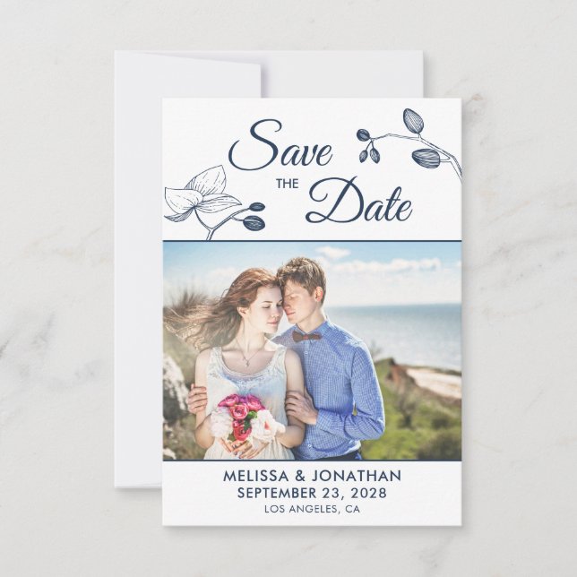 Elegant orchids modern floral photo save the date (Front)