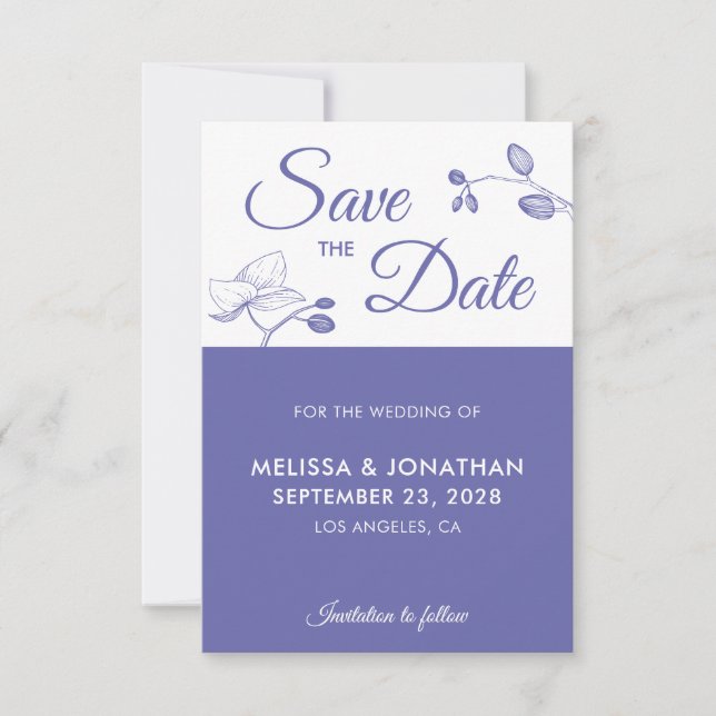 Elegant orchids modern floral purple save the date (Front)