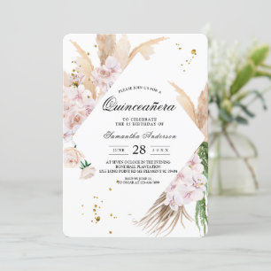 Elegant Orchids & Pampas Beauty Frame  Invitation