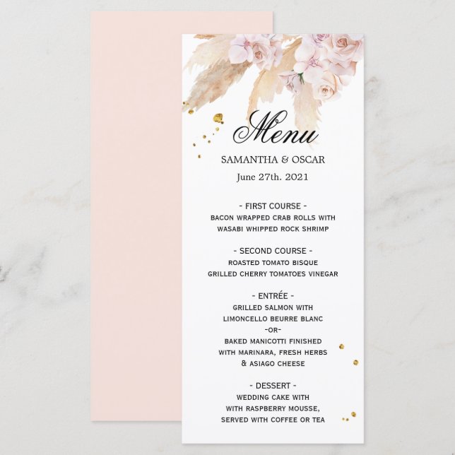 Elegant Orchids & Pampas Beauty Frame Menu (Front/Back)