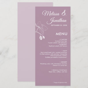 Elegant orchids romantic floral modern wedding menu