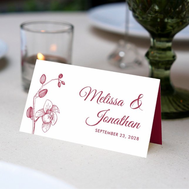 Elegant orchids simple romantic wedding floral place card (Creator Uploaded)