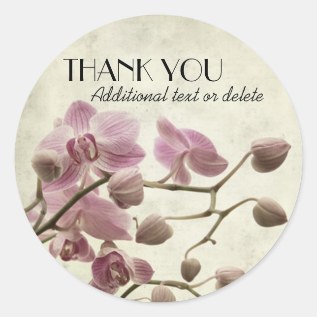 Elegant Orchids Thank You Classic Round Sticker (Front)