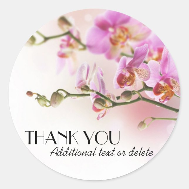 Elegant Orchids Thank You Classic Round Sticker (Front)