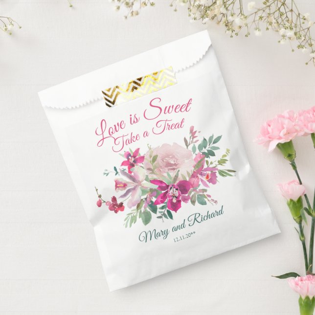 Elegant Orchids Wedding Love is Sweet Take a Treat Favour Bags (Sealed)