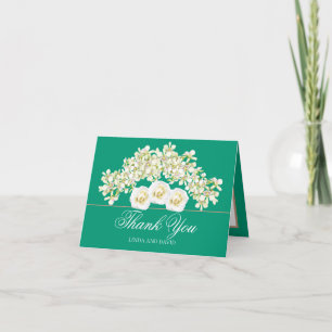 Elegant Orchids & Whites Roses Botanical Thank You Card