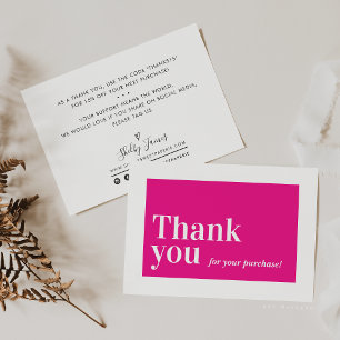 ELEGANT ORDER INSERT business thank you chic pink Card