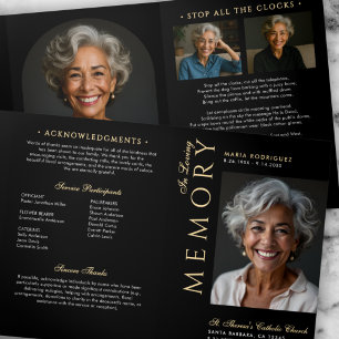 Elegant Order Of Service Obituary 6-Photo Funeral Tri-Fold Programme