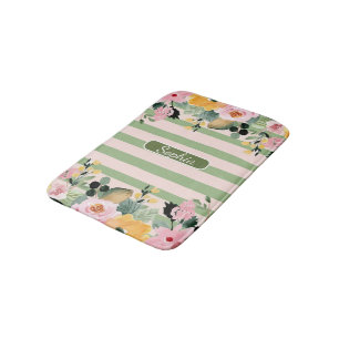 Elegant Organic Green flowers Art for Gifts Bath Mat