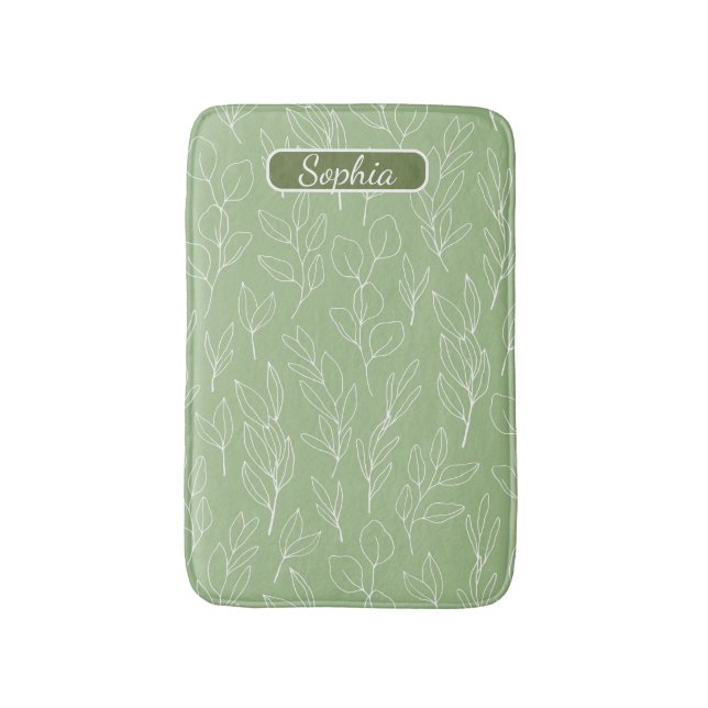 Elegant Organic Green Shape Art for Gifts Bath Mat (Front Vertical)