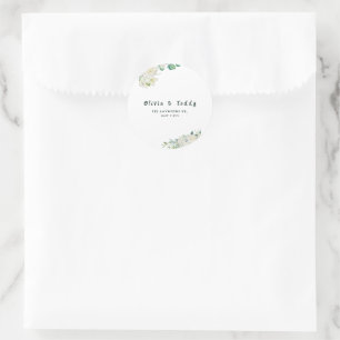 Elegant Organic Modern Wedding Invitation Classic Round Sticker