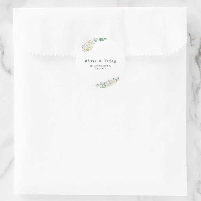 Elegant Organic Modern Wedding Invitation Classic Round Sticker (Bag)
