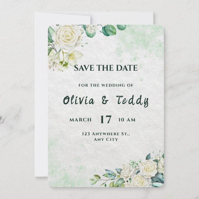 Elegant Organic Modern Wedding Save The Date (Front)