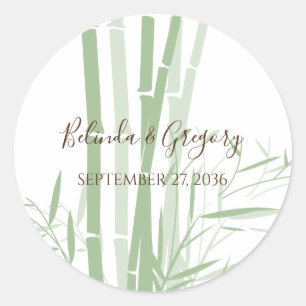 Elegant Oriental Bamboo Wedding Classic Round Sticker