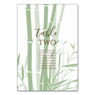 Elegant Oriental Bamboo Wedding Guest Names Table Number