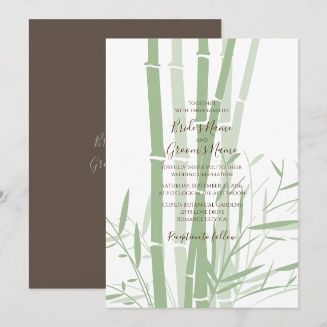 Elegant Oriental Bamboo Wedding Invitations (Front/Back)