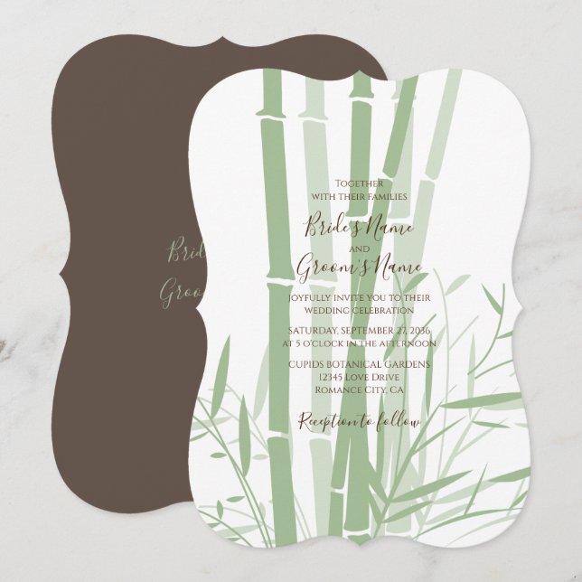 Elegant Oriental Bamboo Wedding Invitations (Front/Back)