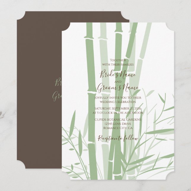 Elegant Oriental Bamboo Wedding Invitations (Front/Back)