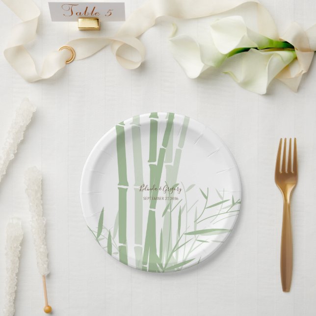 Elegant Oriental Bamboo Wedding Paper Plate (Wedding)