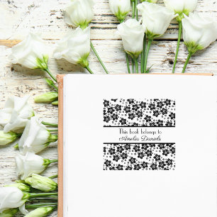 Elegant Oriental flower This Book Belongs To Rubber Stamp