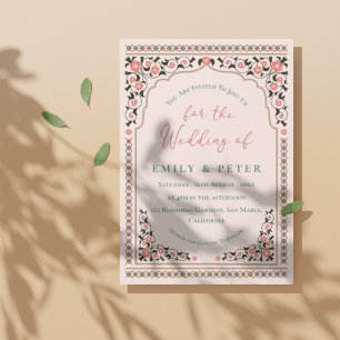 Elegant Oriental Frame  Floral Border Wedding Invitation