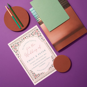 Elegant Oriental Frame  Floral Border Wedding Invitation