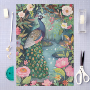Elegant Oriental Garden Themed Decoupage Crafting Tissue Paper