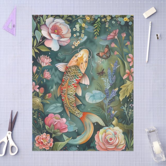 Elegant Oriental Garden Themed Decoupage Crafting Tissue Paper (Craft)