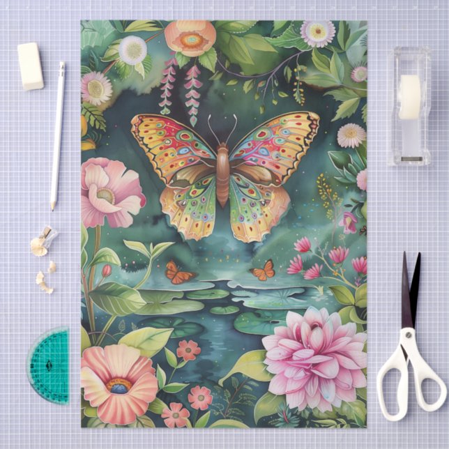 Elegant Oriental Garden Themed Decoupage Crafting Tissue Paper (Craft)