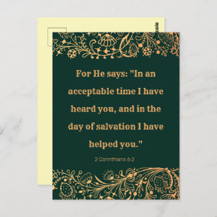 Elegant Oriental Golden Green Pattern Bible Postcard