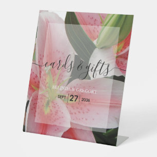 Elegant Oriental Lilies Wedding Cards & Gifts Pedestal Sign