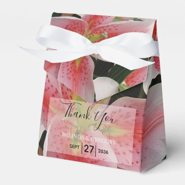 Elegant Oriental Lilies Wedding Favour Box (Front Side)