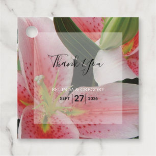Elegant Oriental Lilies Wedding Gift Favour Tags