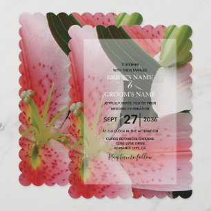Elegant Oriental Lilies Wedding Invitations