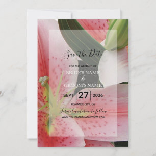 Elegant Oriental Lilies Wedding Save The Date