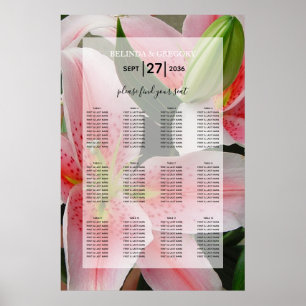 Elegant Oriental Lilies Wedding Seating Chart