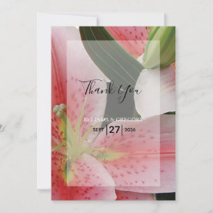 Elegant Oriental Lilies Wedding Thank You Card