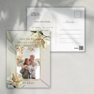 Elegant Oriental Magnolia Wedding Save the Date Postcard