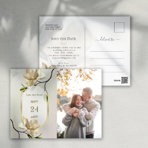 Elegant Oriental Magnolia Wedding Save the Date Postcard