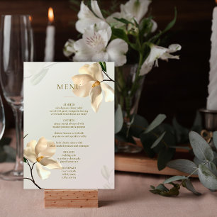 Elegant Oriental Magnolia Wedding Table Menu Card