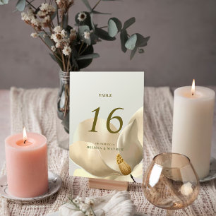 Elegant Oriental Magnolia Wedding Table Number