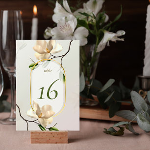 Elegant Oriental Magnolia Wedding Table Number