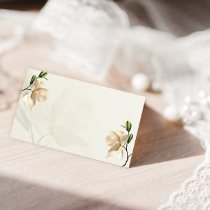 Elegant Oriental White Magnolia Folded Place Card
