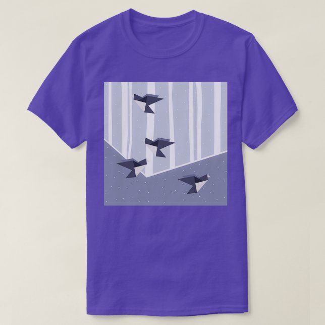 Elegant Origami Birds Abstract Winter Design T-Shirt (Design Front)