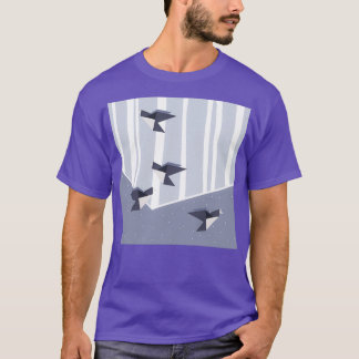 Elegant Origami Birds Abstract Winter Design T-Shirt